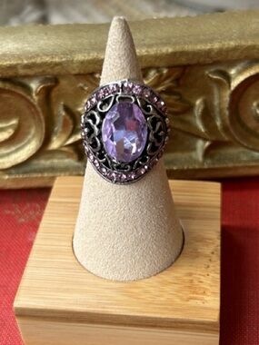& Other Stories Purple Oval Gemstone Filigree Ring